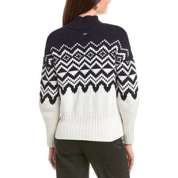 NWT Barbour Gwyn Fair Isle Cotton & Wool Blend Sweater in Cloud - Picture 2 of 9